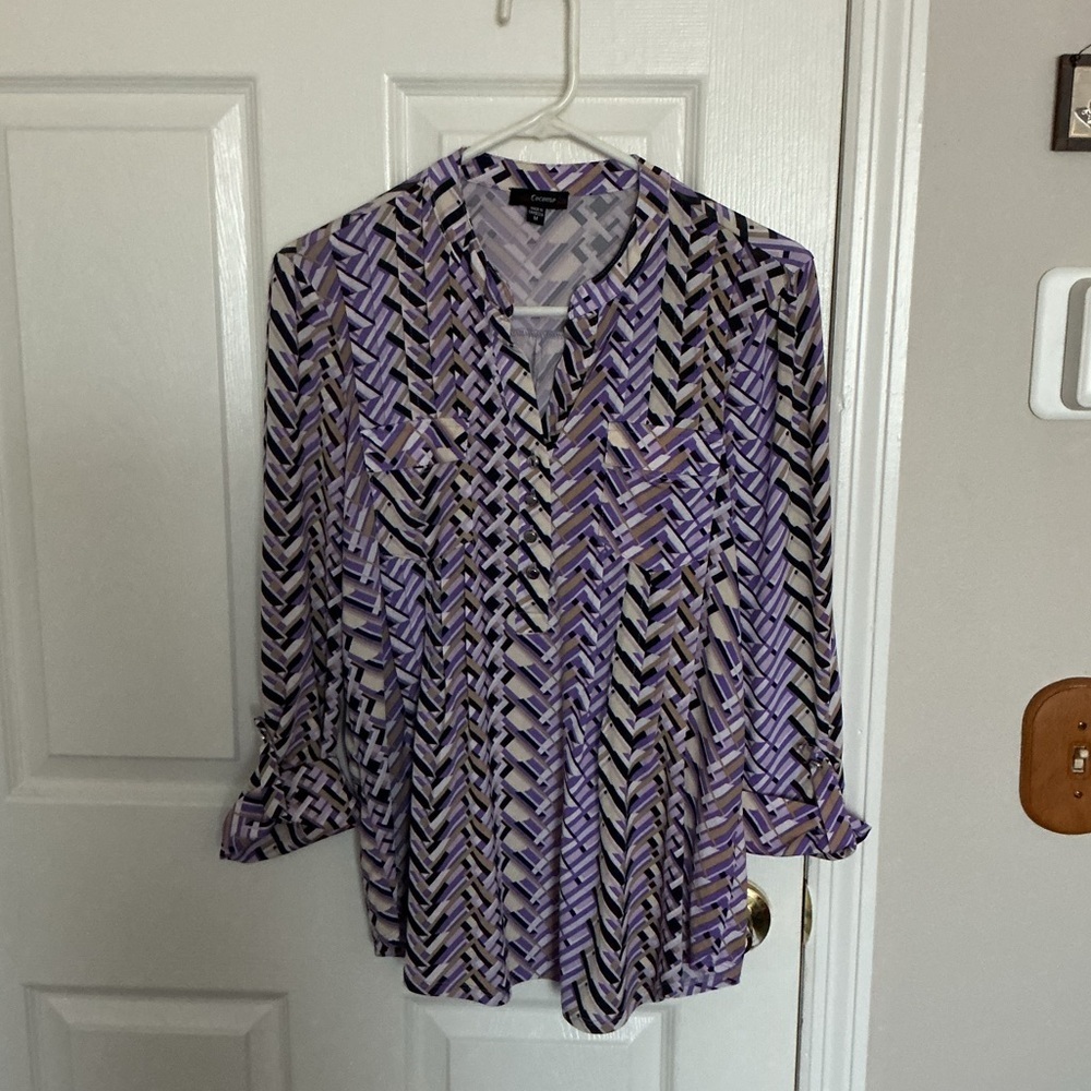 Purple Geometric Pattern Blouse